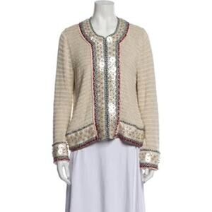 Tory Burch Linen Crochet and Beaded Jacket